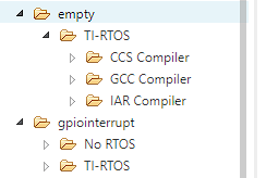 不同的範例就會有用Ti-RTOS與No-RTOS實現的差別